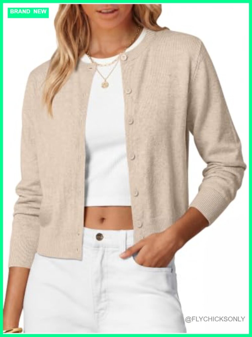 Women Cropped Knit Cardigan Button Up Long Sleeve Lightweight Fall Top